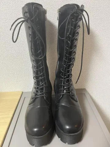 시마무라 레이스업 롱 부츠 레이스업 블랙 M 사이즈