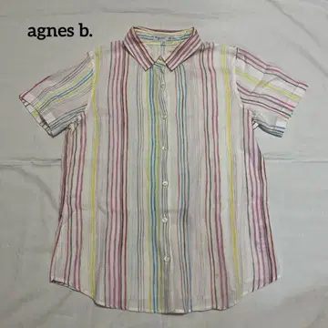 agnes b. (애니에스베) 컬러풀 스트라이프 반팔 셔츠