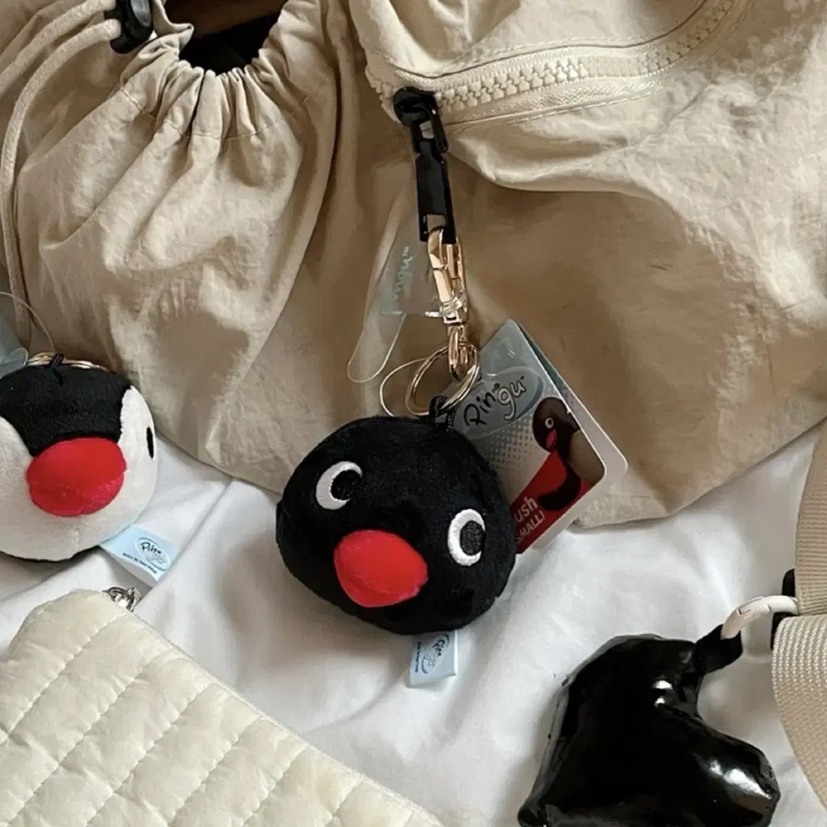 Pingu Face Plush Doll Authentic Keyring