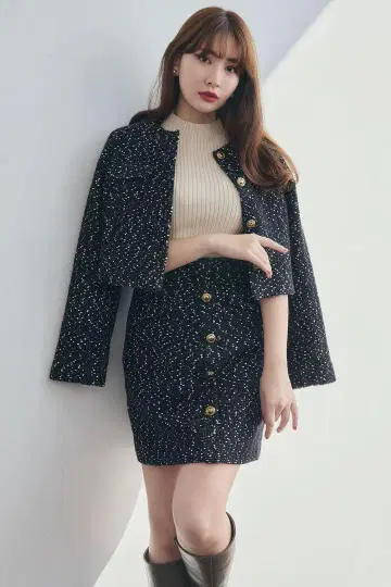 헤르리프토 믹스 루프 트위드 드레스