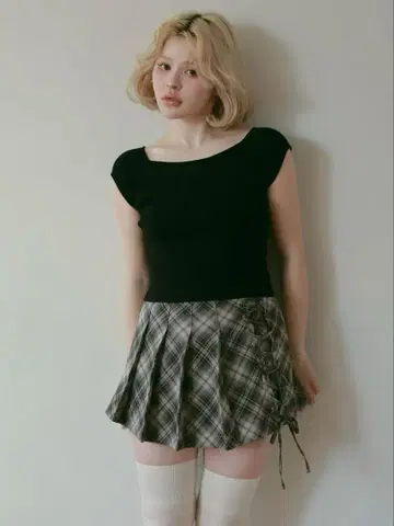 앤드메리 소니아 레이스 업 미니 스커트