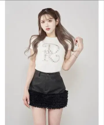 새상품/다리치/DR 비쥬 리브 니트 탑/화이트