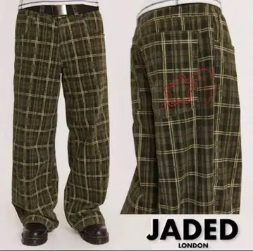 JADED LONDON Brooklyn Cord 체크 와이드 팬츠