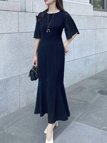 시어 슬리브 머메이드 원피스