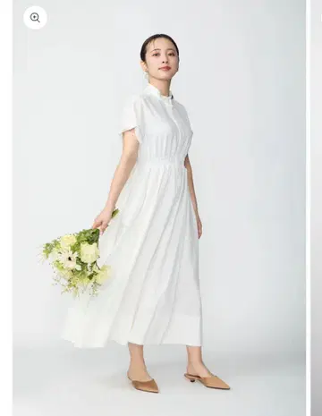아우디레 셔링 셔츠 드레스 원피스 화이트 화이트