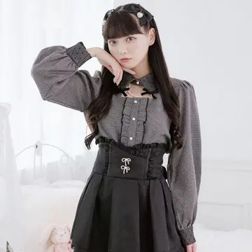 Pal elfy 하운드투스 체크 무늬 블라우스