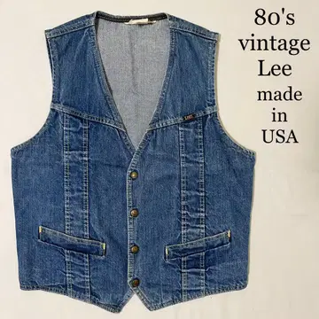 80's Lee 미국제 데님 베스트 스냅 버튼 빈티지 구제 의류