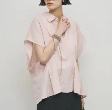 개럴개런트 린넨 허리 쉐이프 블라우스 핑크