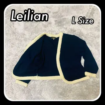 Leilian 버튼리스 가디건 L 사이즈 네이비 크림 레리안