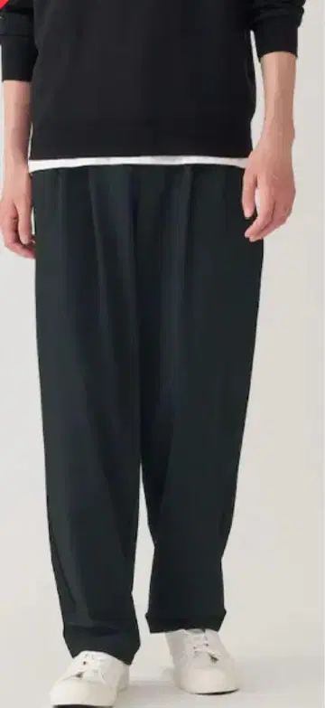 무인양품 건조하기 쉬운 이지 턱 와이드 팬츠 블랙 M