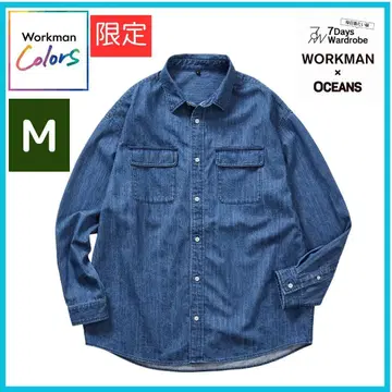 한정품 워크맨 오션즈 콜라보 워시 데님 워크 셔츠 M