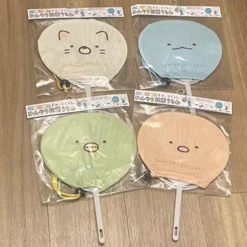 스미코구라시 시원한 항균 부채 고양이 펭귄 토카게 돈가스 4종 세트