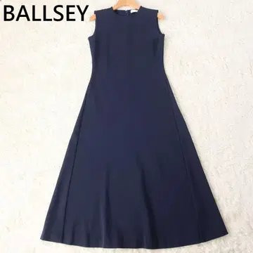 보르지 BALLSEY 미라노 리브 플레어 롱 원피스 슬리브리스 네이비
