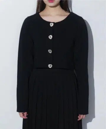 로망스 하트 비쥬 버튼 리브 가디건