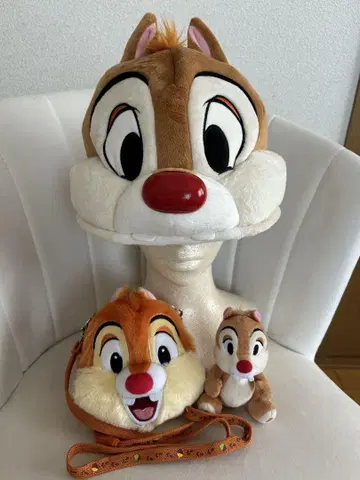 디즈니 칩 팬 캡 미니백 봉제 인형 배치 세트