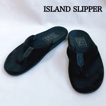 island slipper 샌들 블랙 가죽 스웨이드 벨로아