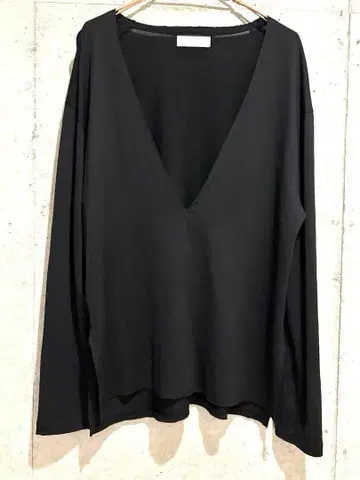 THEE 시 DEEP V-NECK 루즈 하이 게이지 니트 풀오버