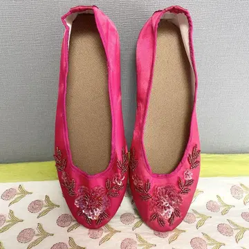 할인 가능! 25cm 비즈 자수 차이나 신발 핑크