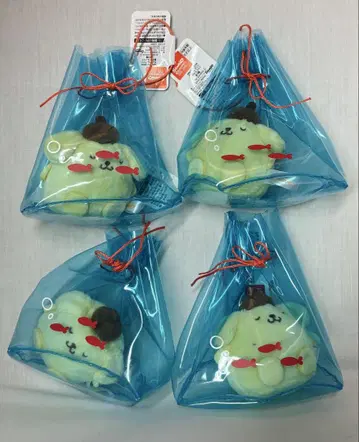 산리오 폼폼푸딩 포장마차 마스코트 금붕어 잡기 봉제 인형 4개 세트