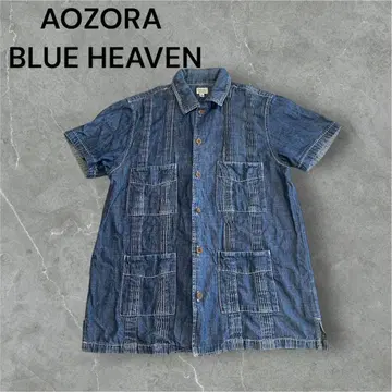 AOZORA BLUE HEAVEN 데님 셔츠 반팔 유니섹스