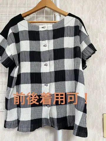 호코모모라 체크 무늬 반팔 셔츠