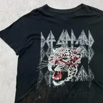 Def Leppard 애니멀 반팔 티셔츠 구제 의류 블랙 검정 XL