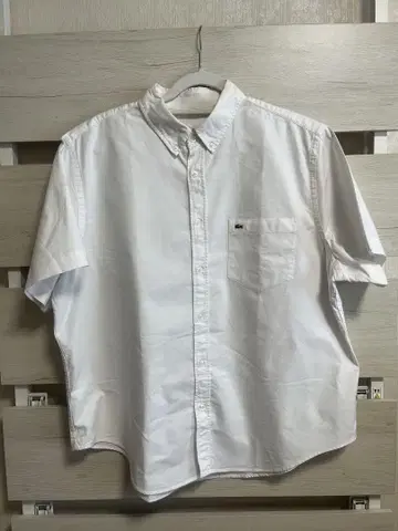 Lacoste 반팔 버튼 다운 셔츠 화이트