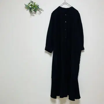 2PINK (L) 롱 밴드 카라 셔츠 원피스 긴팔 포켓 무지
