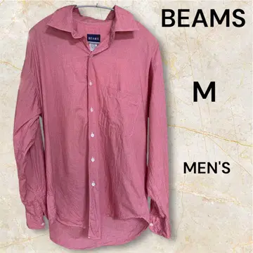 BEAMS 빔즈 긴팔 셔츠 M 사이즈 100% 코튼 남성용 핑크 계열