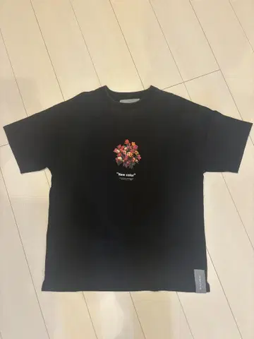 OF-ALL-VISUAL* 꽃무늬 프린트 티셔츠 블랙 프리