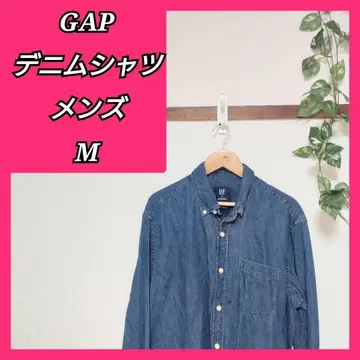 GAP 데님 셔츠 긴팔 남성용 M 얼룩 없음 데님 셔츠 상의
