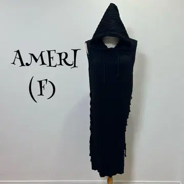 AMERI 아메리(F) 빈티지 HOODIE LONG TOPS/블랙/