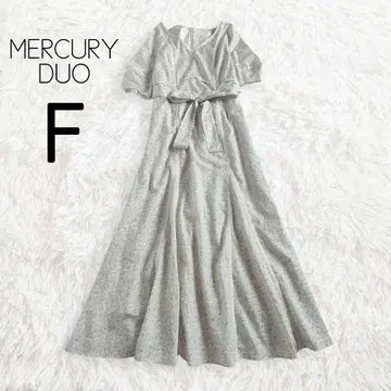 리프 무늬 머메이드 원피스 베이지 반팔 5부 소매 / MERCURYDUO