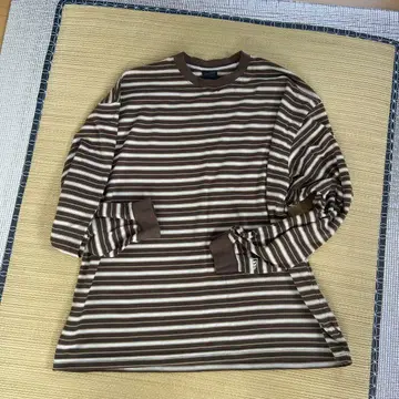 뉴에라 브라운 스트라이프 긴팔 티셔츠 L