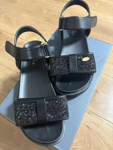 TOCCA 블랙 검정 샌들 리본 L 사이즈 24.5cm
