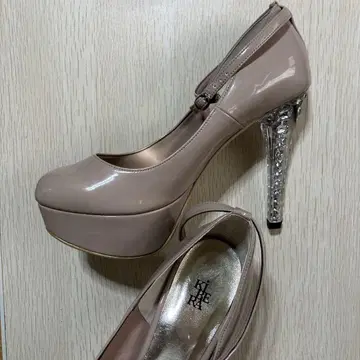 베이지 플랫폼 하이힐 클리어 힐
