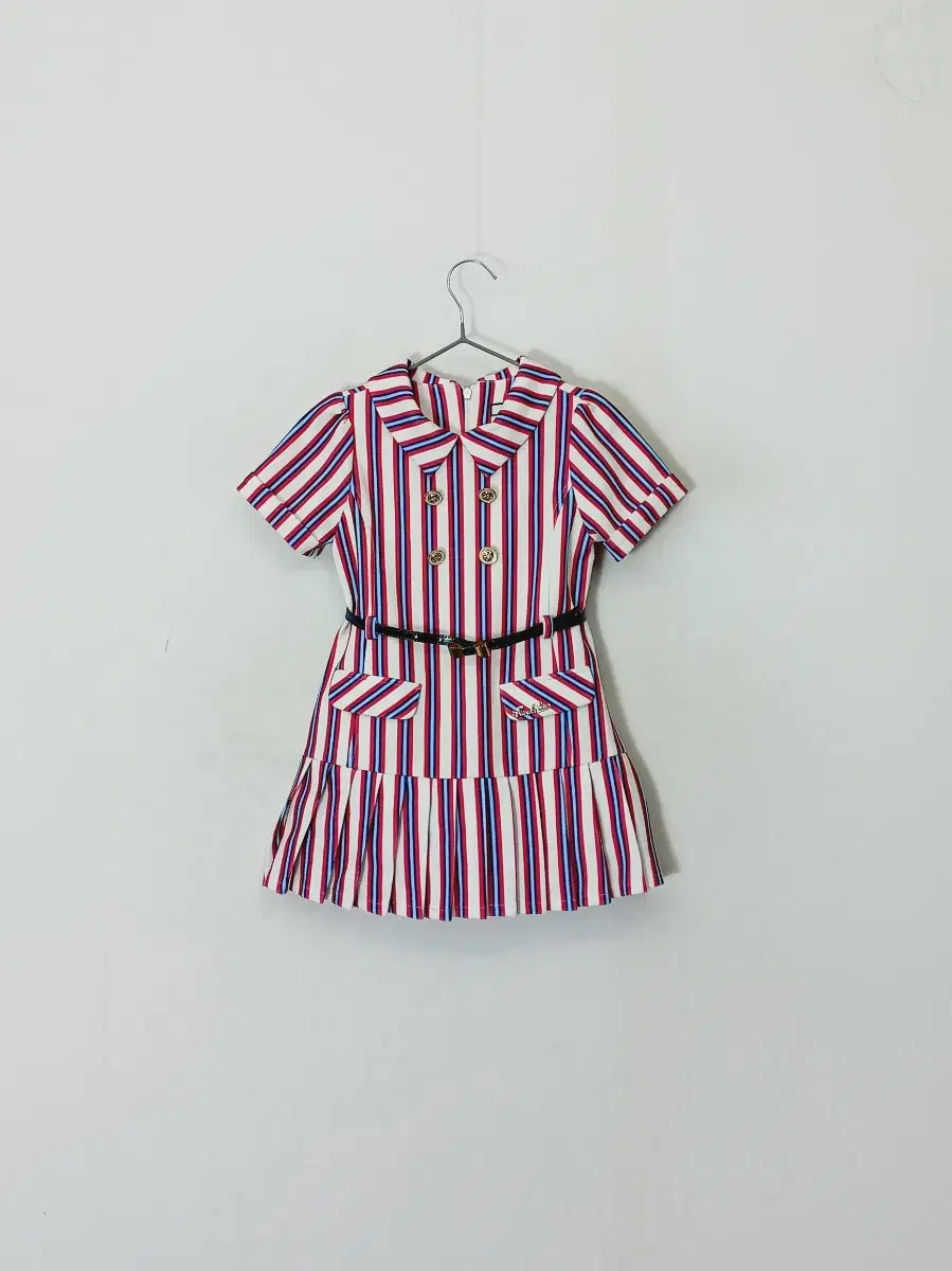 French Cat Stripe Belted Onepiece
