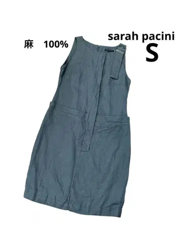 사라파치니 원피스 무릎 기장 린넨 100% 그레이 이탈리아제