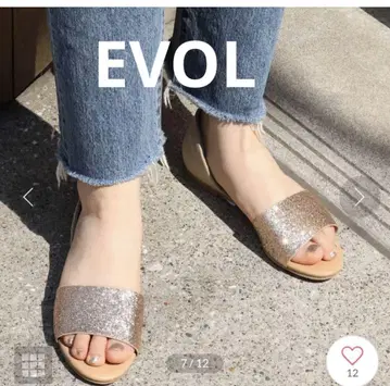 EVOL 반짝이는 글리터 플랫 샌들