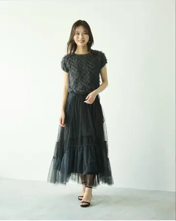 Aimeine 에메인 얇은 명주 스커트 그라데 얇은 명주 이레헴 스커트