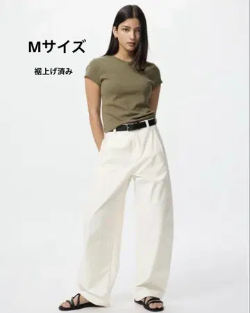 유니클로 저지 배럴 레그 팬츠 M 사이즈 밑단 기장 수선 완료