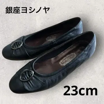 긴자 요시노야 yoshinoya 리본 펌프스 외반모지 가죽