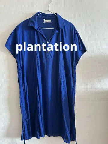 plantation 셔츠 원피스 블루 코튼 100%