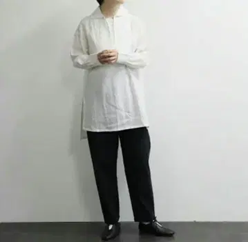 cloudnine RELIEF 오픈 카라 셔츠 튜닉 린넨 100%