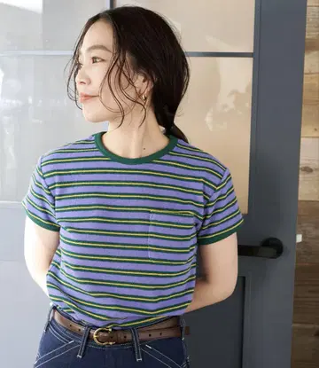 B.C stock Gleamy 보더 티셔츠