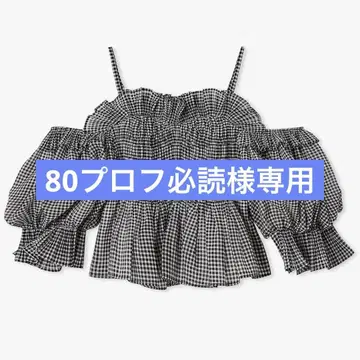 SNIDEL Sustainable 개더 오프숄더 블라우스 CHECK