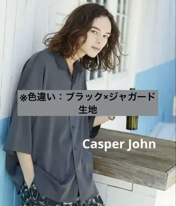 Casper John 반팔 바리아스 돌먼 셔츠 자카드 블랙 택 포함