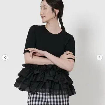 새상품 UNITED ARROWS 리본 페플럼 니트 블랙