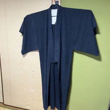 남자 기모노 또는 가스리 빈티지 원단 네이비 나염