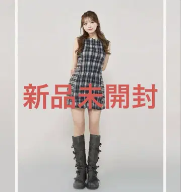다리치 체크 콤비 미니 원피스